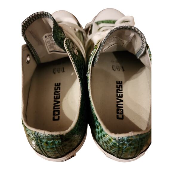 Converse‎ All Star Green Crocodile Embossed Leather Sneakers Size M5.5/W7.5 - Picture 5 of 7